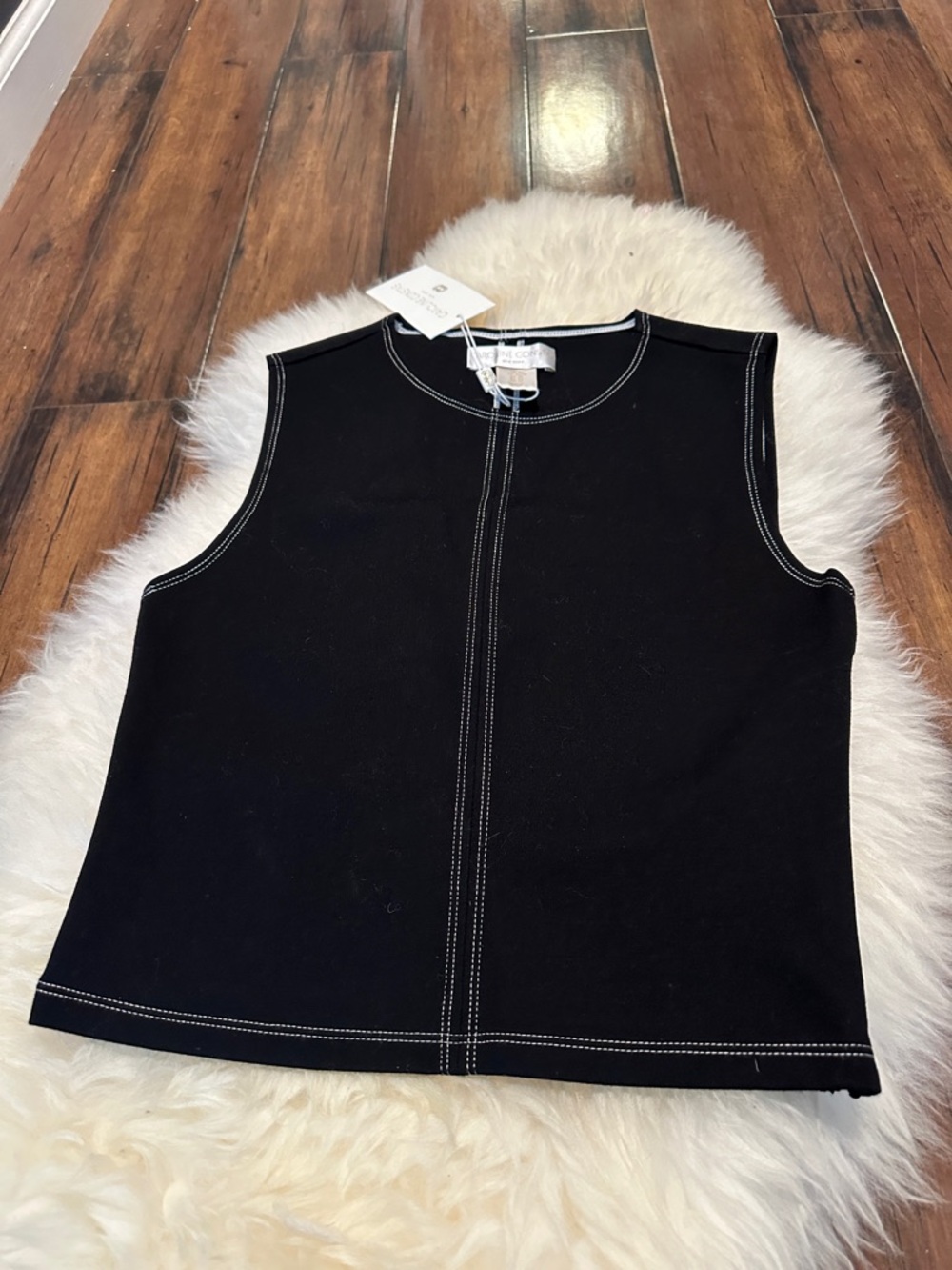 Caroline Constas Black Tank with White Contrast Stitching - Picture 7 of 8